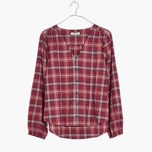 Madewell V-Neck Button-Down Shirt in Stratfield Plaid